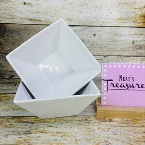 BIA Cordon Bleu SOLID WHITE Classic 24-Ounce Square Flare Soup Cereal Bowl Set 2